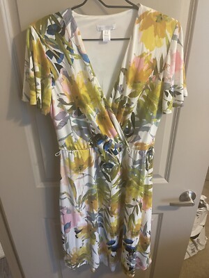 London Times Multicolored Floral Wrap Cocktail Dress Size 8 Easter Wedding  | eBay