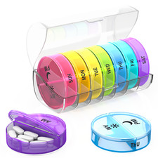 Pill organizer 2 times a day weekly pill box 7-day daily pill container round