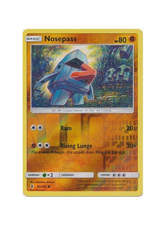 Pokemon - Nosepass - 69/145 - Reverse Holo -  Guardians Rising - NM/M