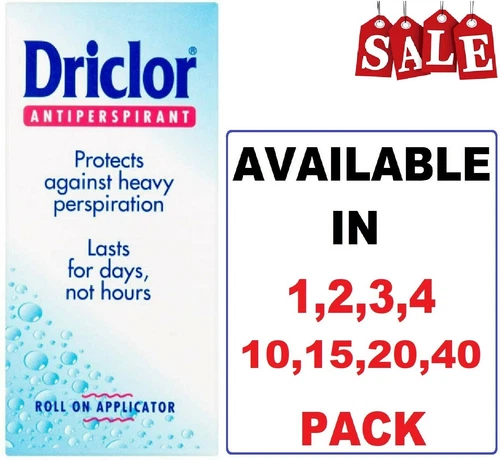 DRICLOR ROLL ON APPLICATOR ANTITRANSPIRANT 20ml NEW IN BOX - SELECT YOUR PACK