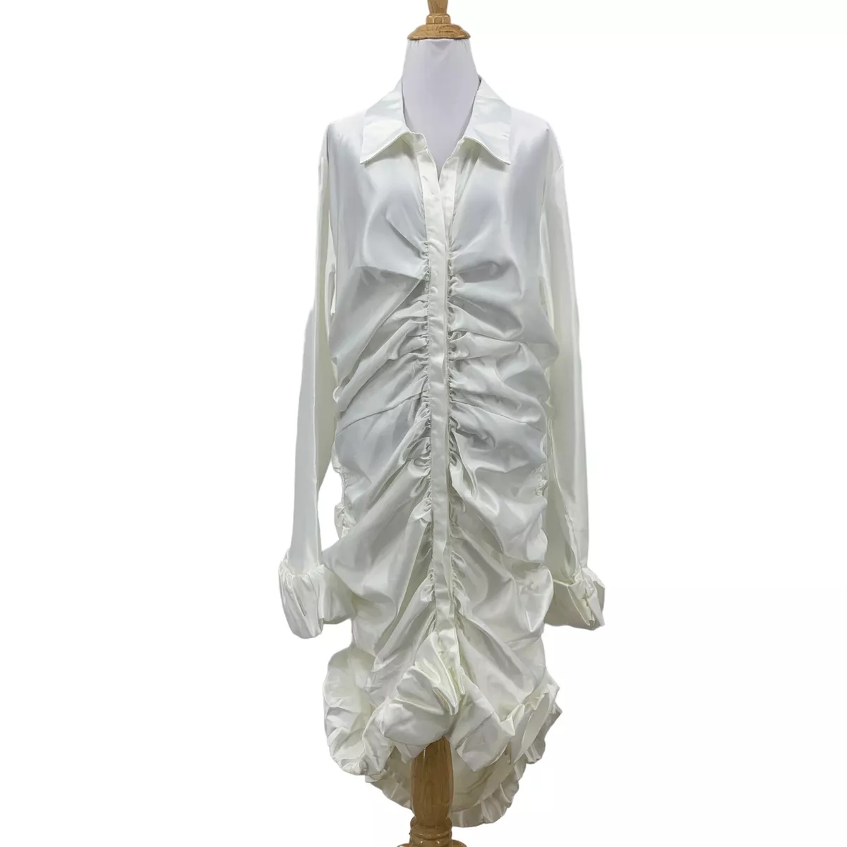 White frill top shift dress
