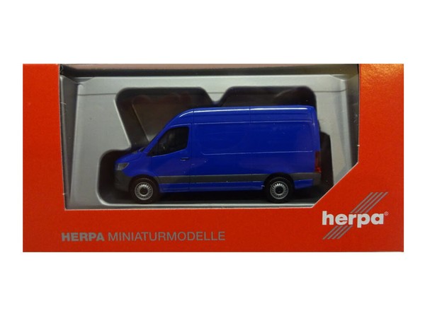 Herpa 093811 Mercedes Benz Sprinter 2018 Kasten Hochdach Ultramarinblau 1:87 Neu-image