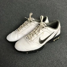 Men's 10.5 Nike Air Tac Power Channel White/Black Leather Waterproof Golf Shoes