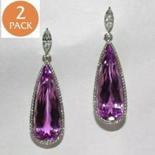2X 925 Silver Plated Women Drop Earrings Gorgeous Pear Cut Cubic Zirconia