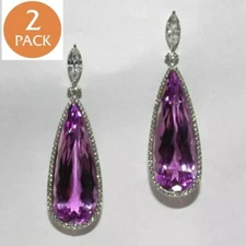 2X  925 Silver Plated Women Drop Earrings Gorgeous Pear Cut Cubic Zirconia