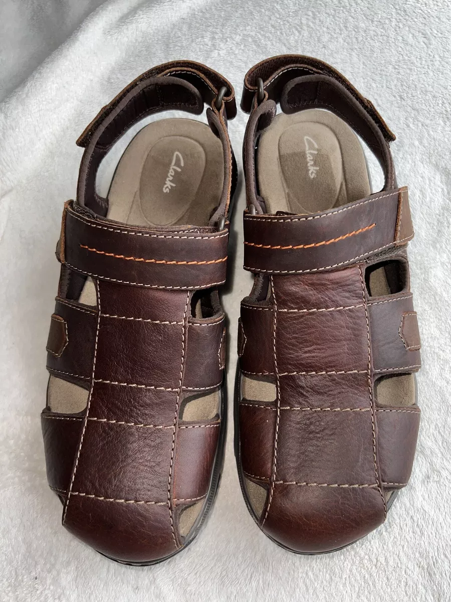 Clarks Raffe Bay Men s Brown Real Leather Sandals Fisherman style UK Size 8G