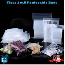 Clear Reclosable Zip Seal Bag Plastic 2 Mil Lock Bags Jewelry Zipper Baggie 2Mil