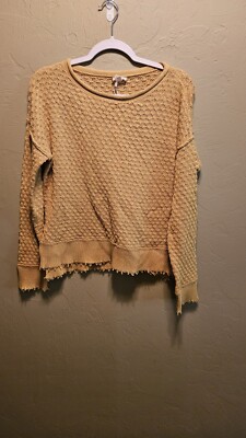 Hem and Thread Woman's Small Yellow Distressed Sweater NWT