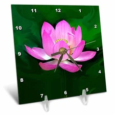 3dRose LLC Lotus Desk Clock, 6 by 6-Inch 6x6 Desk Clock