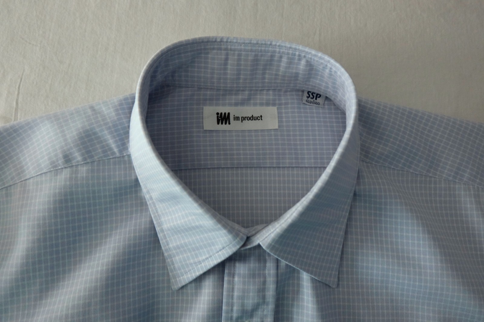 Vintage ISSEY MIYAKE im Product Light Blue Check Cotton Blend