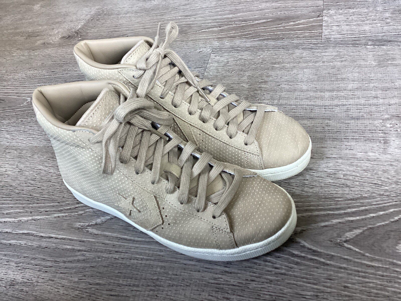 Converse Pro Leather 76 Mens 7.5 Womens Size 9 Mid Sneakers Khaki Shoes 155648C image 2