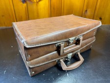 Lot of 2 Vtg Brown Faux leather Audio Cassette Storage Case Holds 60 Total