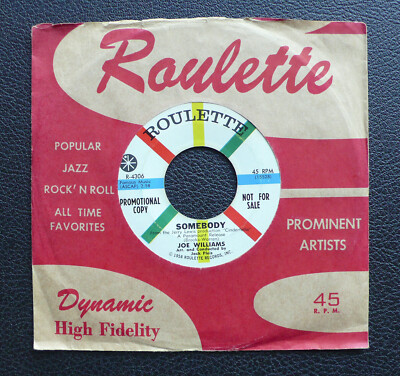 7'' Joe Williams - Somebody/ One Is A Lonesome - US Roulette Promo