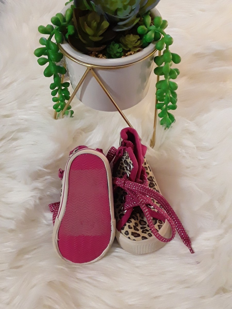 Genuine Kids from OshKosh Girls Leopard Print PINK Lace-up Zipper