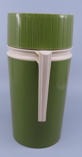 Vintage Olive Green Pint Size Thermos Bottle 7202 USA Filler Stopper Cup - Picture 3 of 10