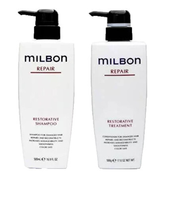 Milbon Repair Restorative 500mL Shampoo + 500g Treatment Set From Japan