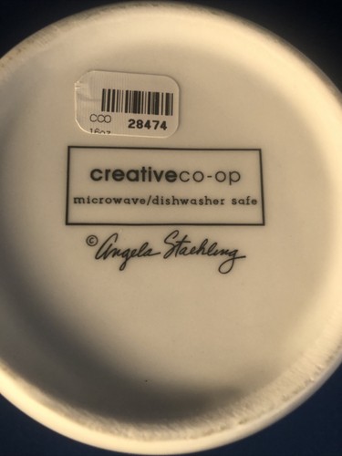 Taza de café blanca cooperativa creativa Angela Staehling con copos de nieve y ramo NUEVA - Imagen 6 de 6