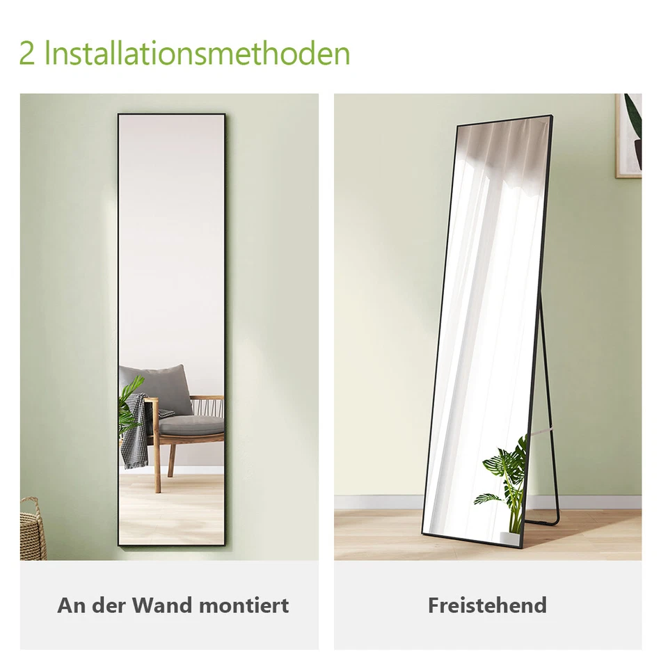 Ganzkörperspiegel Standspiegel Wandspiegel Groß Schwarz Flurspiegel 160x40cm - Bild 4 von 4