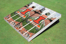 University of Illinois Stadium Long Strip Themed Cornhole Boards