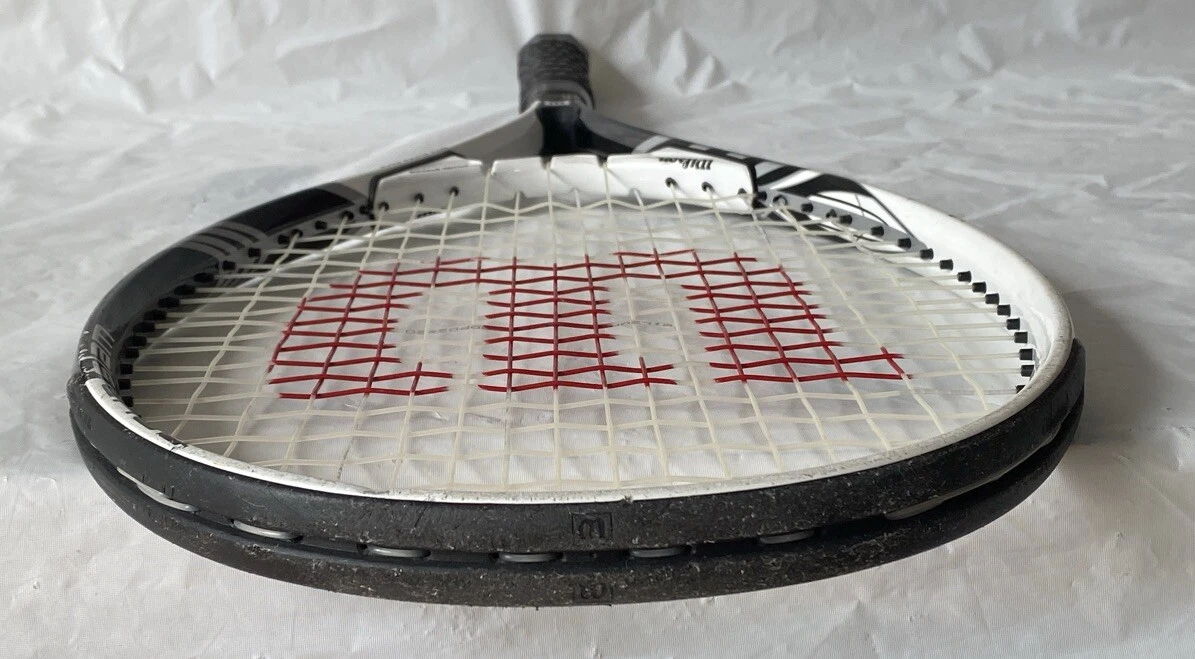 Wilson Tour Slam Tennis Racket Black and White 4 1 2" Grip L4 Stop Shock Pads