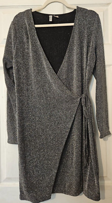 Women's H&M Divided Black Sparkle Wrap Dress/ US Size L/ Women's Apparel