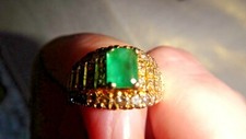 💎STUNNING 18CT YELLOW GOLD EMERALD & 0.75 CT DIAMOND RING 7GWITH VALUATION L1/2
