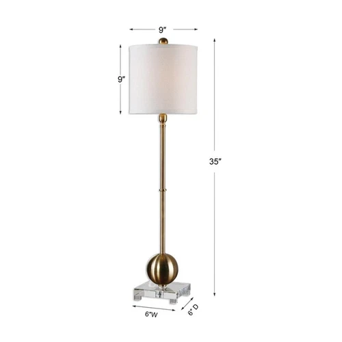 Uttermost Laton Metal and Crystal Buffet Lamp in Brushed Brass/Off White - Picture 9 of 9