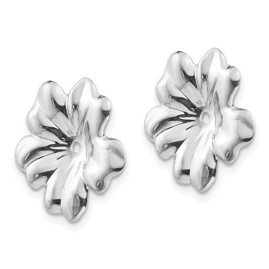 14k White Gold Floral Earring Jackets approx 1/2" tall Foto 2 de 4