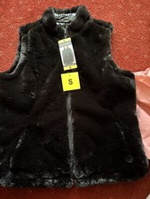 Bnwt Nicole Miller Black Fur Reversible Gilet Coat