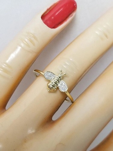 Honey Bee 1Ct Round Cut Lab Created Diamond 14K Yellow Gold FN Engagement Ring - Afbeelding 3 van 7