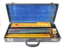 Vintage Mah Jongg Set 152 Bakelite Tiles 5 Racks Coins 2 Dice A & L Mfg  Co