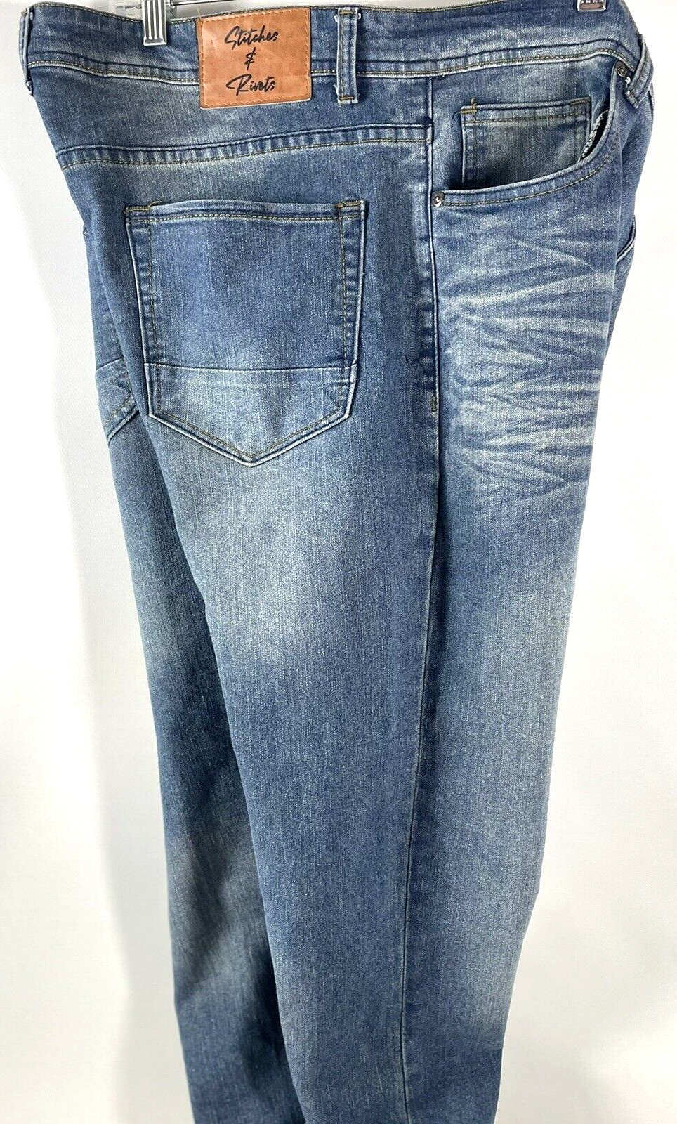 Stitches & Rivets Men's Jeans Stretch Blue Denim Pants 38x32 Cowboy Rancher  Farm