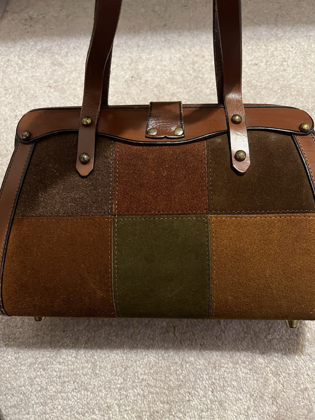 Burlington Patchwork Suede Leather Frame Handbag … - image 4
