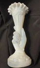 Antique Victorian Milk Glass Hand Vase – Cornucopia Horn of Plenty – Pontil Mark