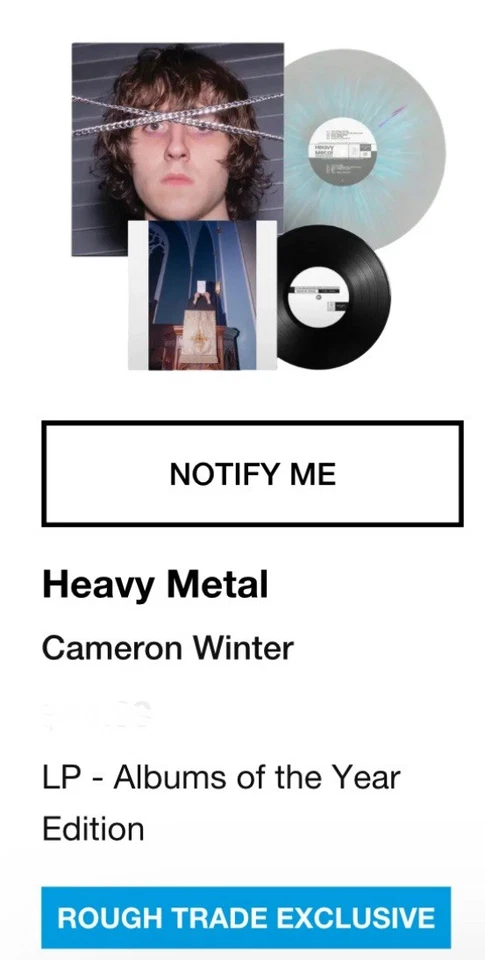 Cameron Winter Heavy Metal Rough Trade Album Of Year Ed Of 1014 + 7”  Sold Out! - Image 2 of 4