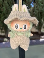 Labubu Handmade Crochet Overalls and Bucket Hat Set