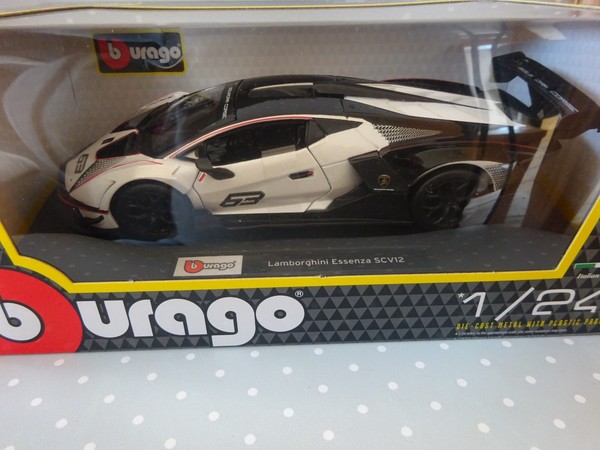 Lamborghini Essenza SCV12 Sportwagen Modelauto16Cm MaßStab 1:24 Weiss-Schwarz-image