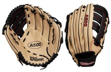 Wilson A500 12.5" Baseball Outfield Glove Black/Tan WBW102544125 RHT