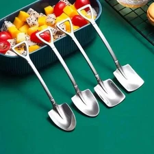 Dessert Spoon Set 4 Pcs Stainless Steel Shovel Spoons for Ice Cream Fruit Tea