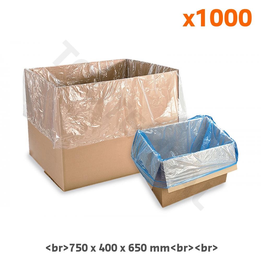 Sac alimentaire bleu étanche 12µ grand format 750 mm haute résistance pour bac de stockage