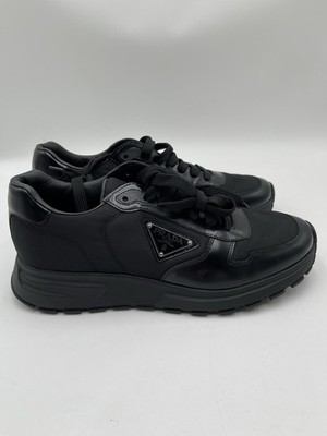 Prada Prax 01 Re-Nylon and brushed leather sneakers in black Size 7UK