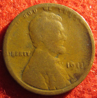 1911 (P) Lincoln Wheat Cent/Penny - AG About Good - Actual Coin B2706