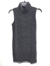 Loft Dress Womens 2 Black Space Dye Mock Neck Sleeveless Wool Linen Sheath