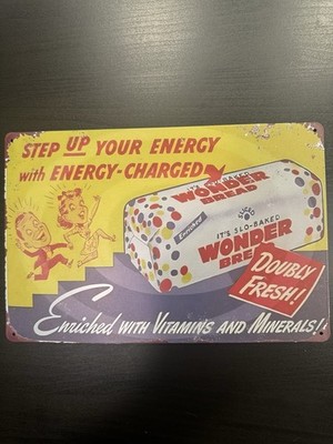 Vintage Wonder Bread Bakery Advertising Sign / Wall Art / Aluminum / Home Decor