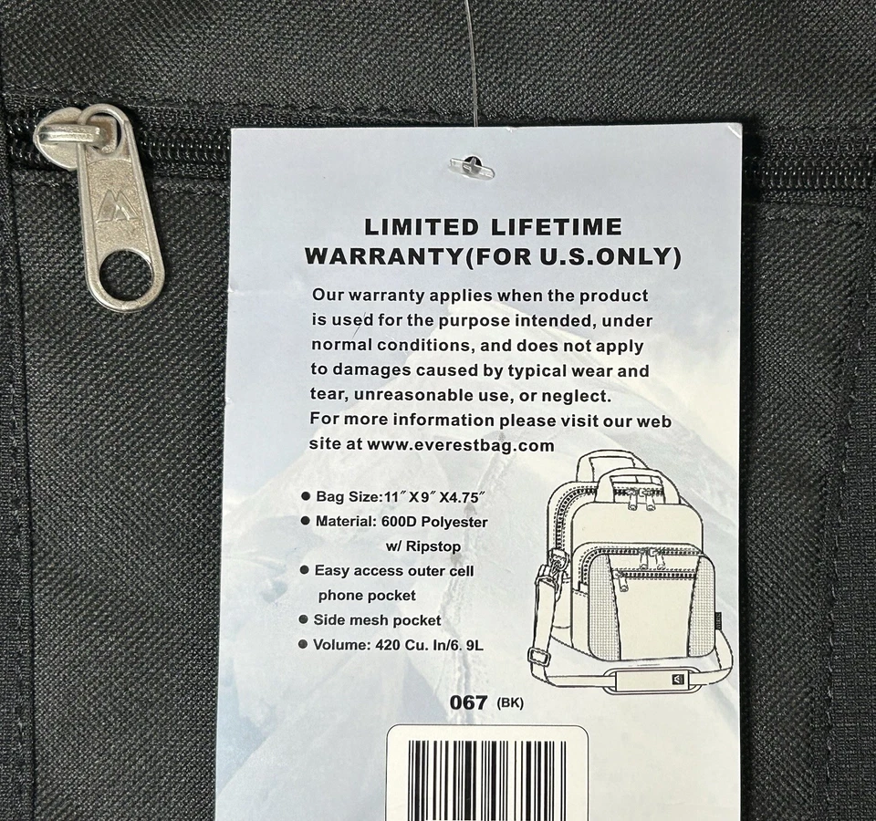 Everest Deluxe Black Unisex Utility Bag Multiple Pockets - One Size - Image 4 of 4