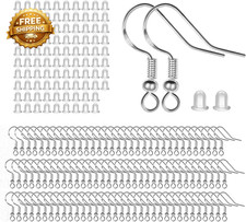 100 PCS / 50 Pairs 925 Sterling Silver Earring Hooks Hook Ear Wires with 100 PCS