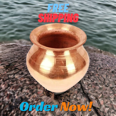 Pure Copper Pot Kalash Hindu Pooja Religious Surya Namaskar Puja Lota Size 6