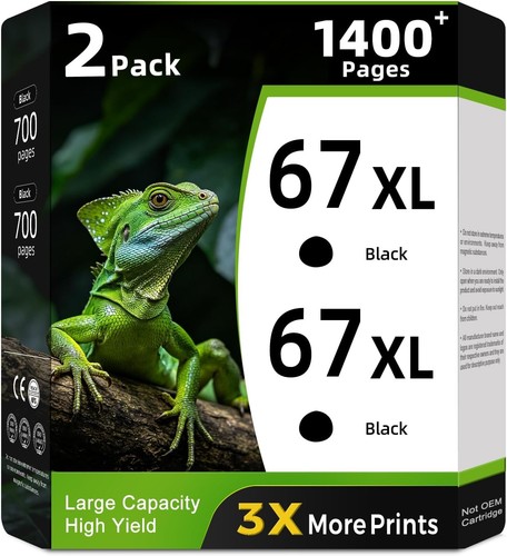 67XL Black Ink Cartridge Replacement for HP 67 XL 67XL HP67 HP2755e