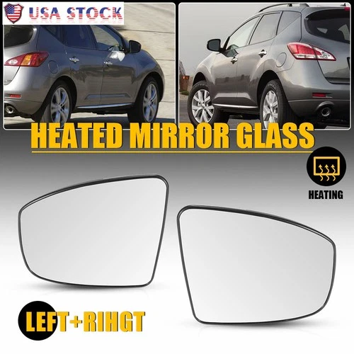 Pair Mirror Glass Heated Fits Nissan Murano 2009-2014 Driver & Passenger Side