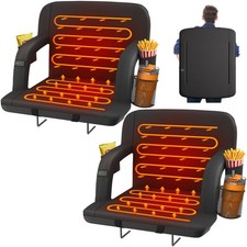23" 2pcs Dual-Sided Heated Stadium Seats for Bleachers with Back Support, 3 L...